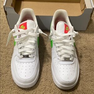 Nike Kids White and Green Sneakers